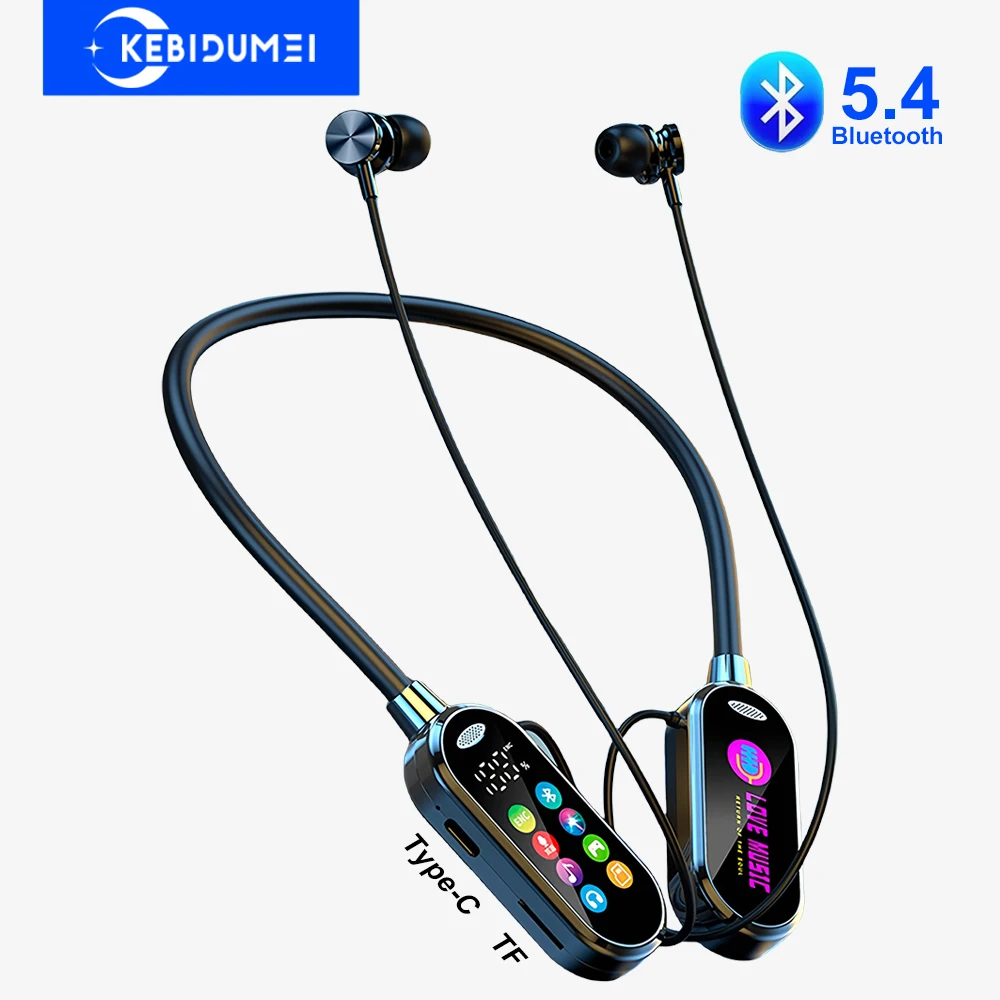 Schermo a colori Auricolari Bluetooth 5.4 Cuffie con archetto da collo Cuffie wireless Auricolari stereo HiFi con riduzione del rumore per Xiaomi dal vivo