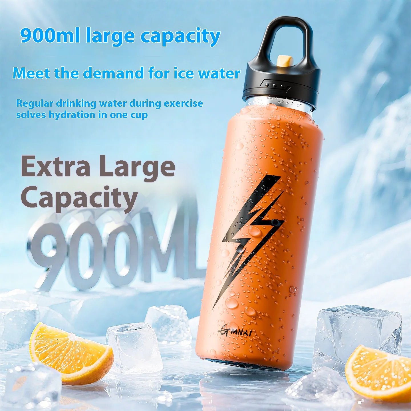 Gianxi Seal Titanium-beschichteter Becher, Sommer-Kühlbecher, große Kapazität, Sport-Wassertopf, ein Klick, offener Deckel, isolierter Becher Image