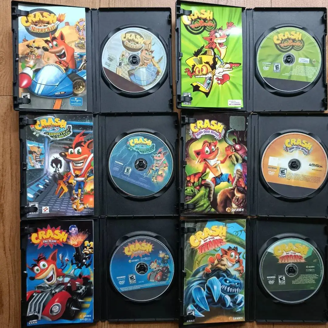 PS 2 Crash Bandic Series With Manual Copy Disc Game Black Bottom Unlock Console Station 1 Retro Optical Driver Video Game Part