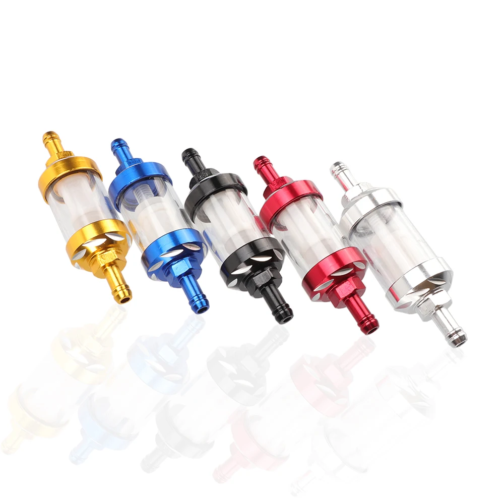 Aluminiumlegierung Glas Gas Kraftstoff Benzin Ölfilter 8mm CNC Motorradzubehör passend für Pit Bike Motorrad Ölbecher Image