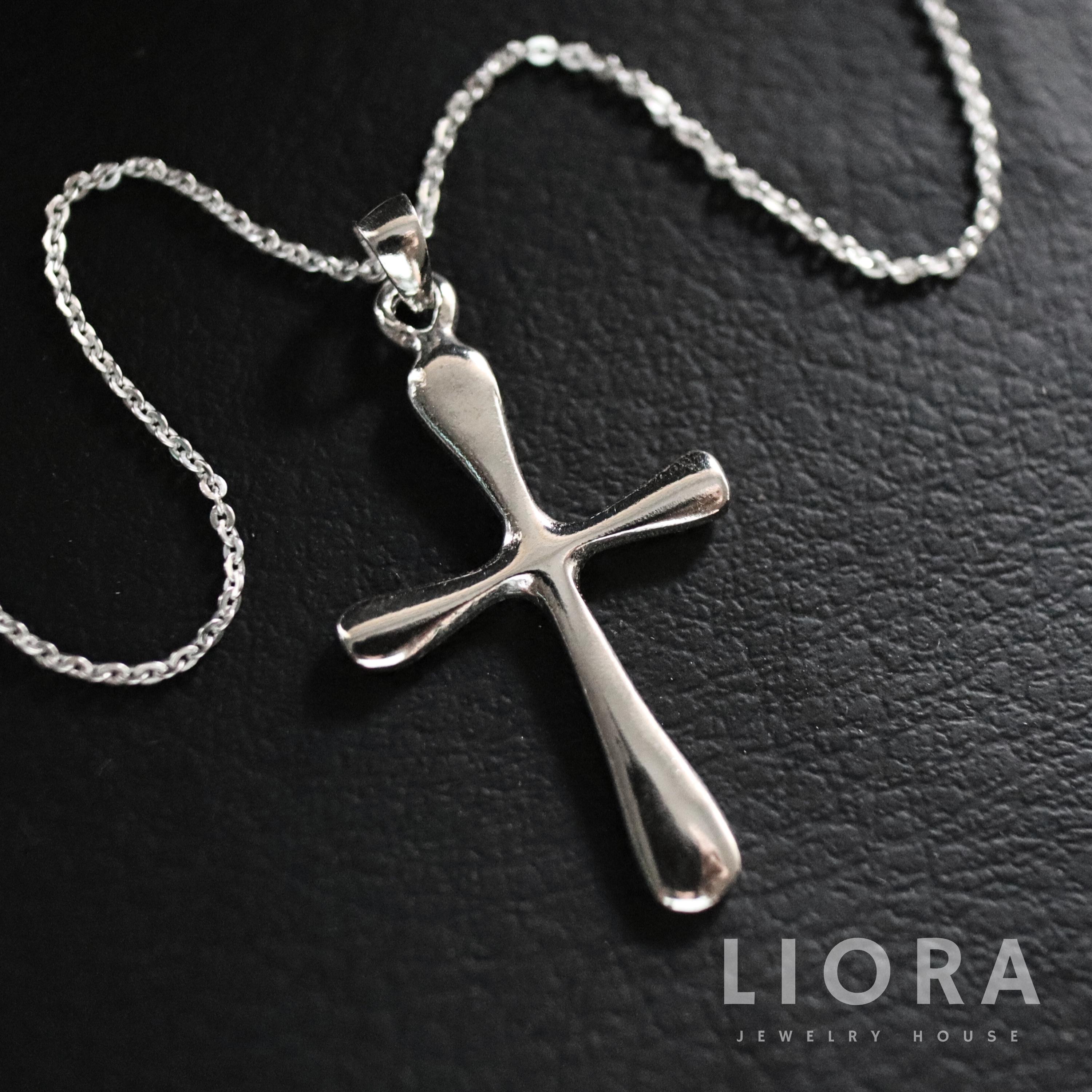 Collana con croce in argento sterling 925, ciondolo a croce, croce semplice, croce spessa, ciondolo a croce, croce in argento, battesimo, regali per i