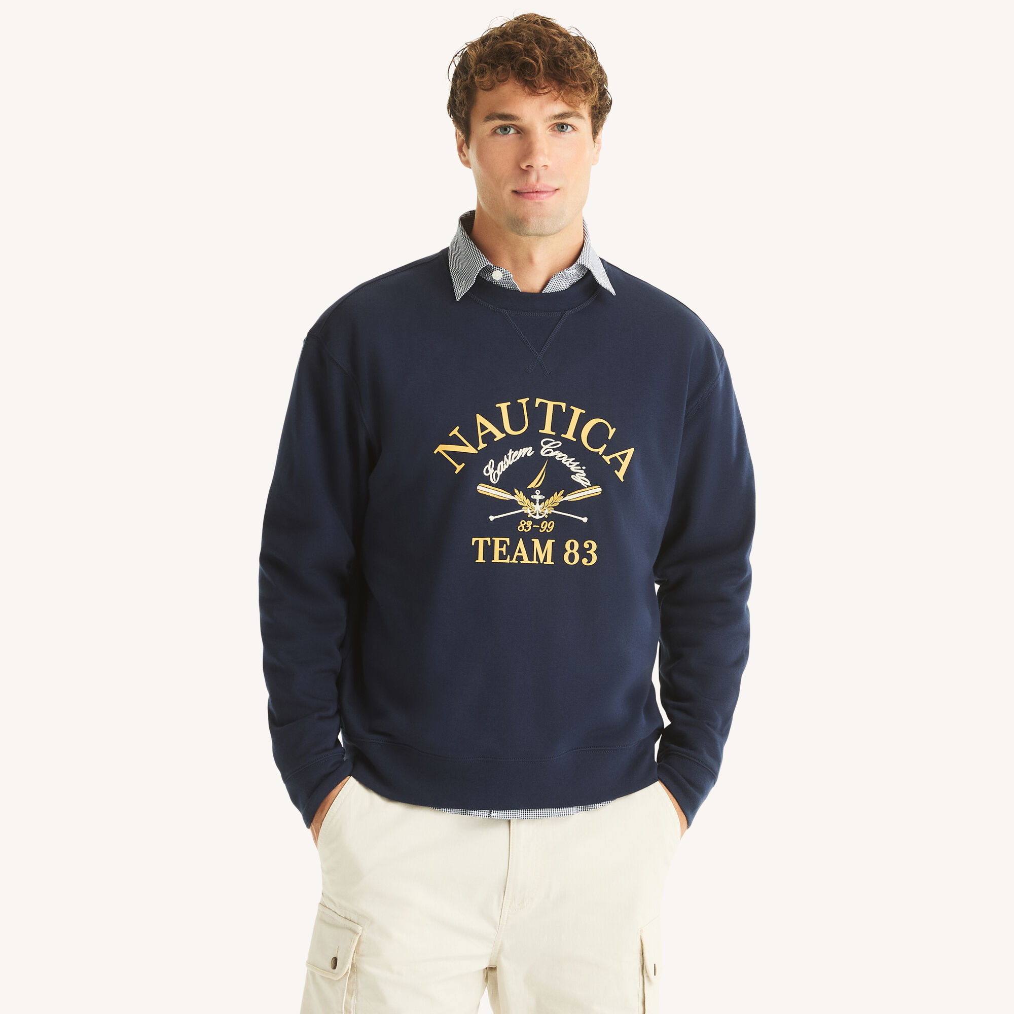 Nautica Men's Fleece Crewneck Sweatshirt 482 (Stellar Blue Heather), M