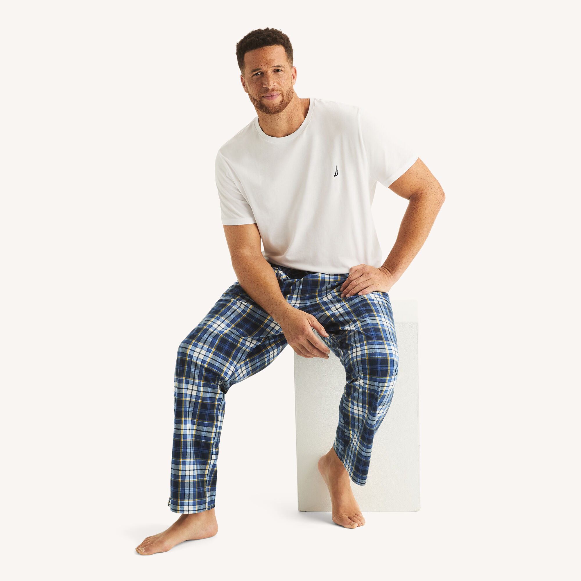Nautica Men's Big & Tall Fleece Plaid Pajama Pant 482 (Stellar Blue Heather), 2XLT
