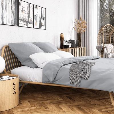 Bettwäsche WOLKENFELD "Wolkenfeld Sommer Bettwäsche Mako-Satin Baumwolle", grau (hellgrau), B/L: 135cm x 200cm, , Mako-Satin, B/L: 80cm x 80cm, Mako-Satin, Obermaterial: 100% Baumwolle, Bettwäsche, 135x200 cm, 155x220 & Übergrößen I inkl.... Image