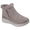 Winterboots SKECHERS "WILSHIRE BLVD-FRESH ZIP", Damen, Gr. 38, grau (taupe), Veloursleder, casual, Schuhe, Boots mit Reißverschluss