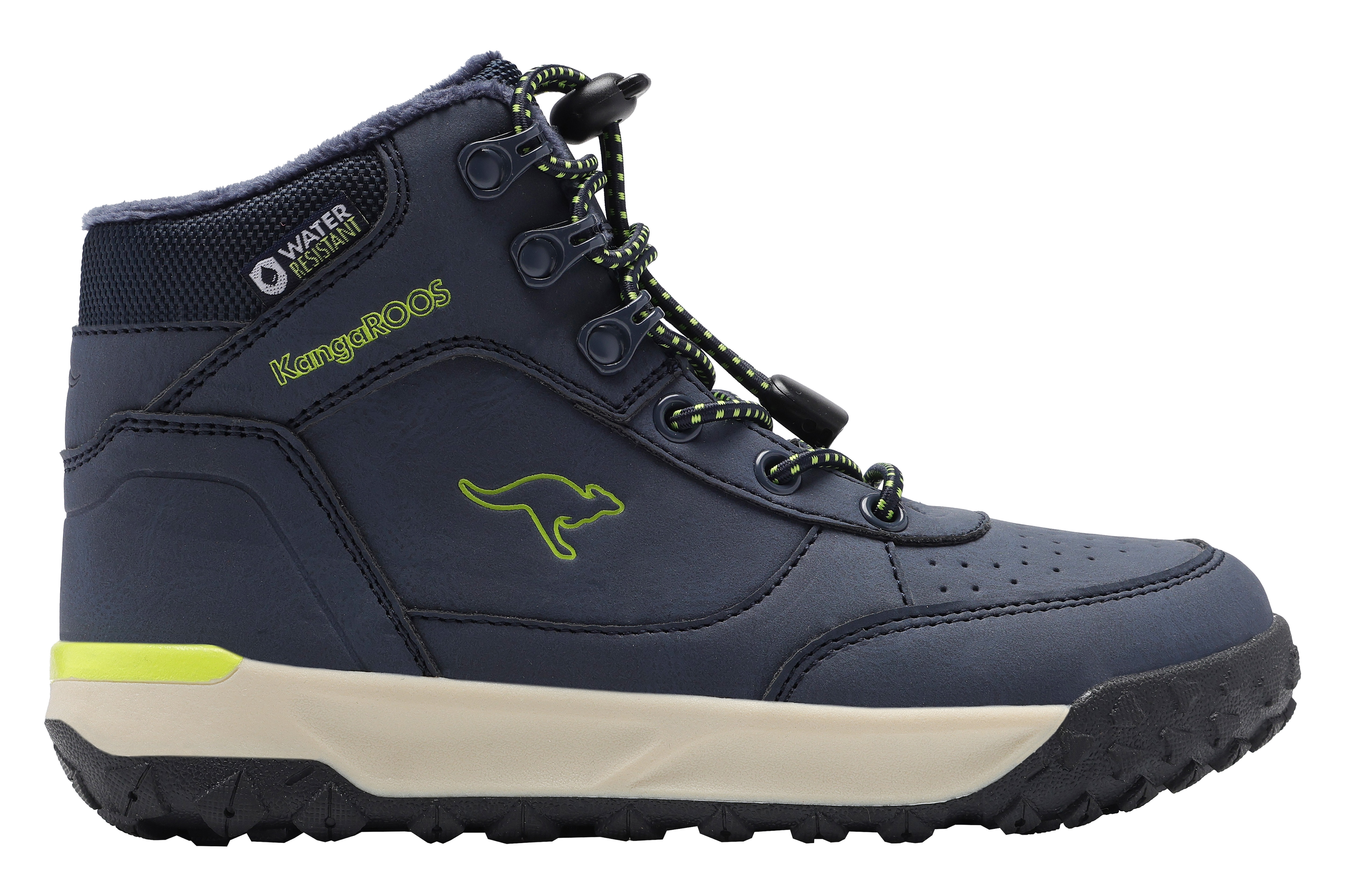Schnürboots KANGAROOS "K-NB SAULT RV", Damen, Gr. 29, bunt (dk navy, lime), Synthetik, Textil, Schuhe, Winterschuhe, Winterboots, Schnürstiefel, Winterstiefel Image