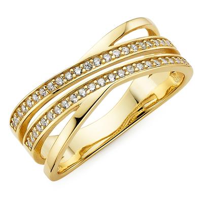 Fingerring "Schmuck, Geschenk, Silbering" Gr. 58, gold (gelbgoldfarben, kristallweiß, kristallweiß), ANISTON JEWELRY & WATCHES, Fingerringe, Damen, 58, Silber 925 (Sterlingsilber), 7,5mm, mit Zirkonia (synth.) Image