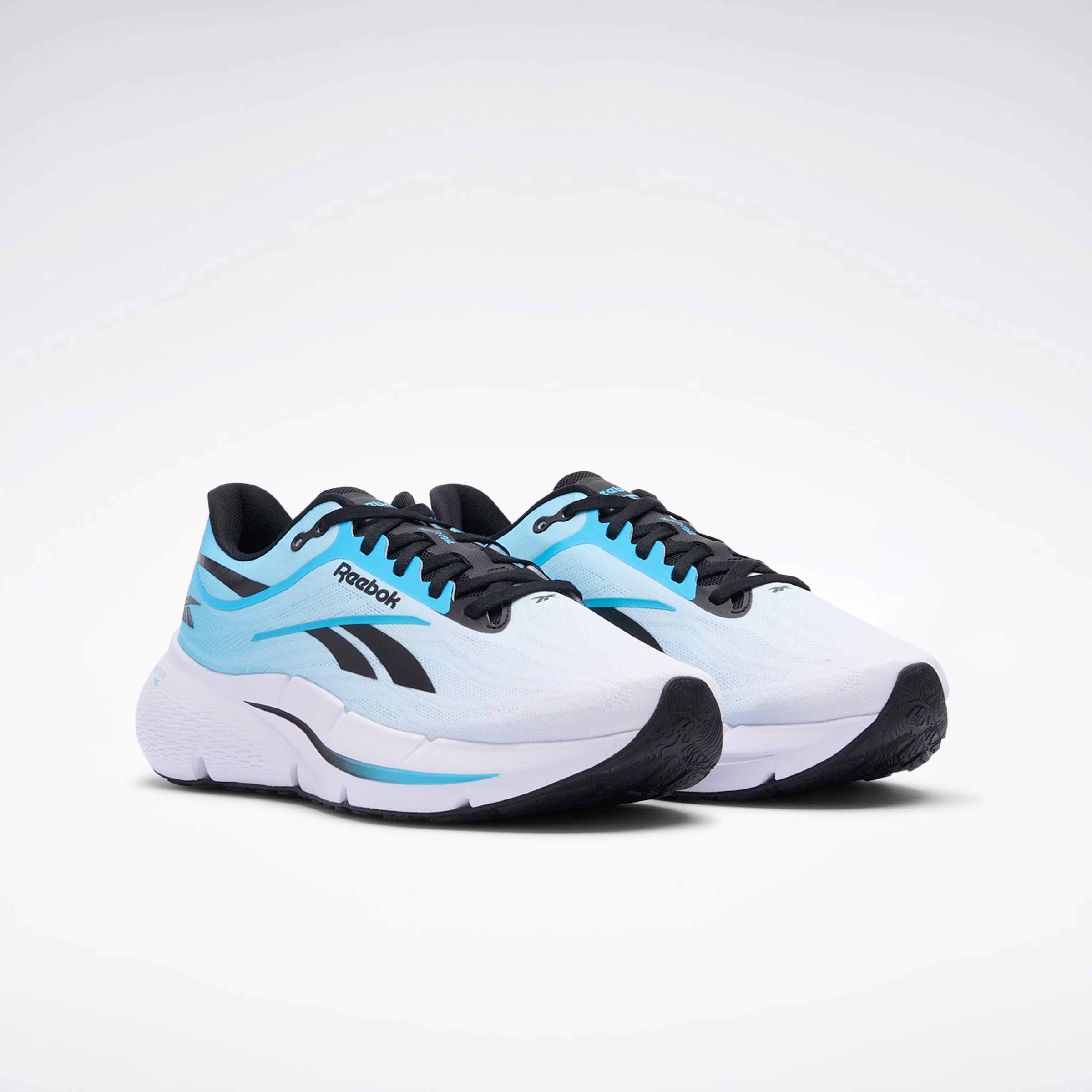 Laufschuh REEBOK "ZIGNITION", Herren, Gr. 46, weiß, future cyan, Synthetik, Textil, Schuhe Laufschuh