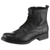 Schnürboots JACK & JONES "JFWSHAUN", Herren, Gr. 45, grau (anthrazit), Leder, elegant, Schuhe, mit Innenreißverschluss