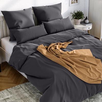 Bettwäsche WOLKENFELD "Mako-Satin Baumwollsatin Sommerbettwäsche", grau (anthrazit), B/L: 155cm x 220cm, , Mako-Satin, B/L: 80cm x 80cm, Mako-Satin, Obermaterial: 100% Baumwolle, Bettwäsche, 135x200 cm, 155x220, 200x200 & Übergrößen I inkl.... Image