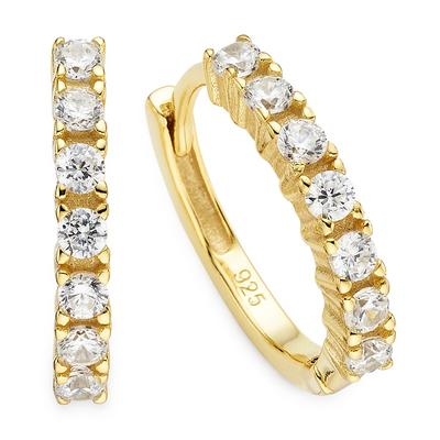 Paar Creolen "Schmuck, Geschenk, Silbercreole", gold (gelbgoldfarben, kristallweiß, kristallweiß), ANISTON JEWELRY & WATCHES, Ohrringe, Damen, Silber 925 (Sterlingsilber), mit Zirkonia (synth.) Image