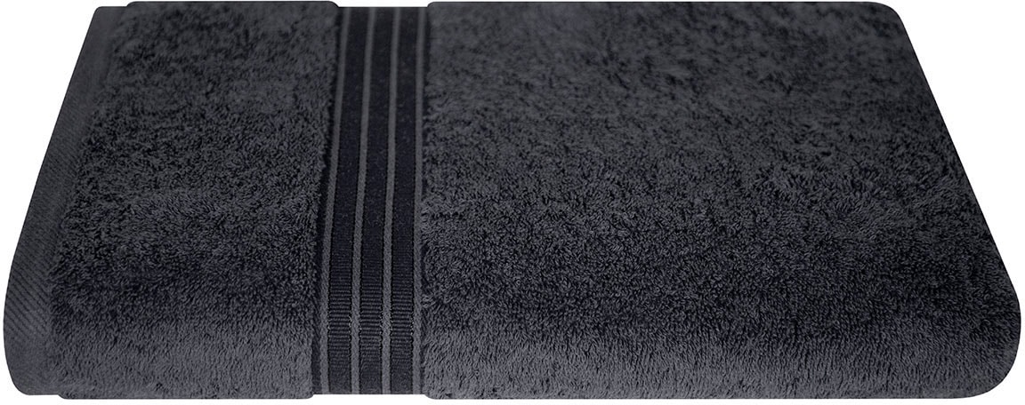 Duschtuch DYCKHOFF "Siena", grau (graphit), B:70cm L:140cm, Frottier, Obermaterial: 100% Baumwolle, Handtücher, mit Bordüre Image