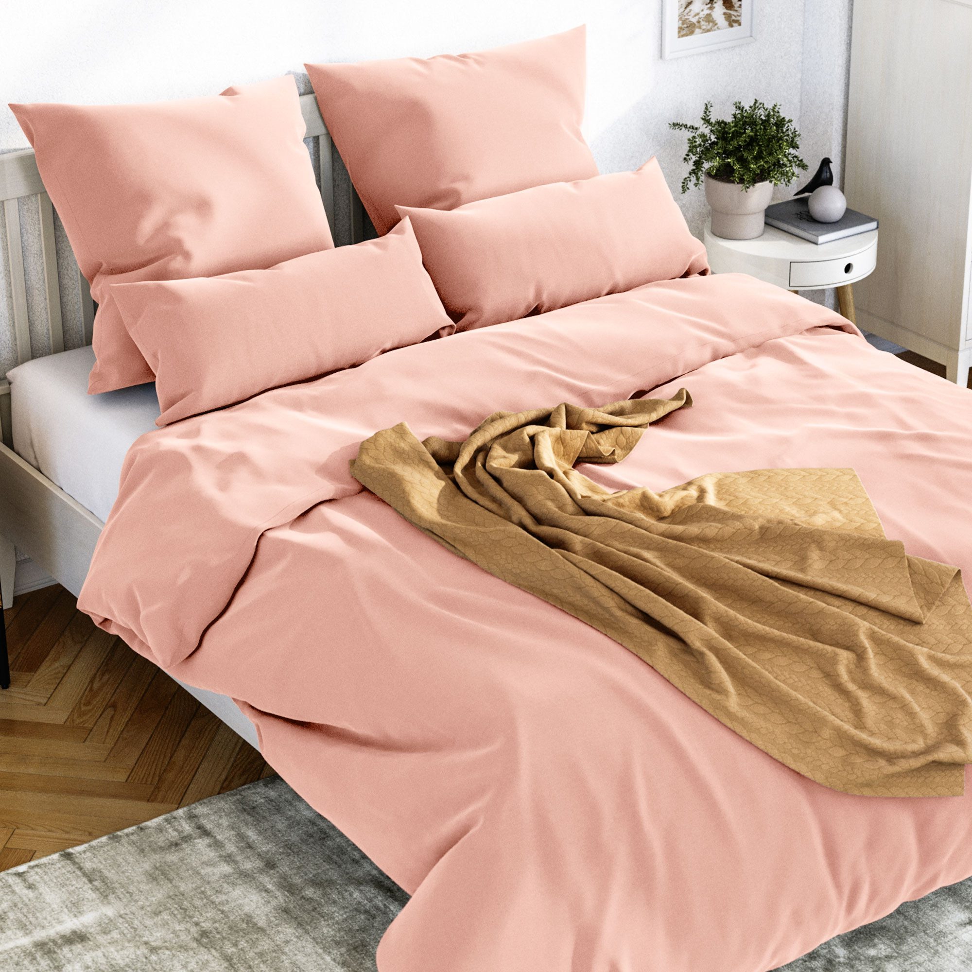 Bettwäsche WOLKENFELD "Mako-Satin Baumwollsatin Sommerbettwäsche", rosa, B/L: 200cm x 200cm, 1 Stk., 2 Stk., Mako-Satin, B/L: 80cm x 80cm & 80cm x 80cm, 3 Stk., Mako-Satin, Obermaterial: 100% Baumwolle, Bettwäsche, 135x200 cm, 155x220, 200x200 &... Image