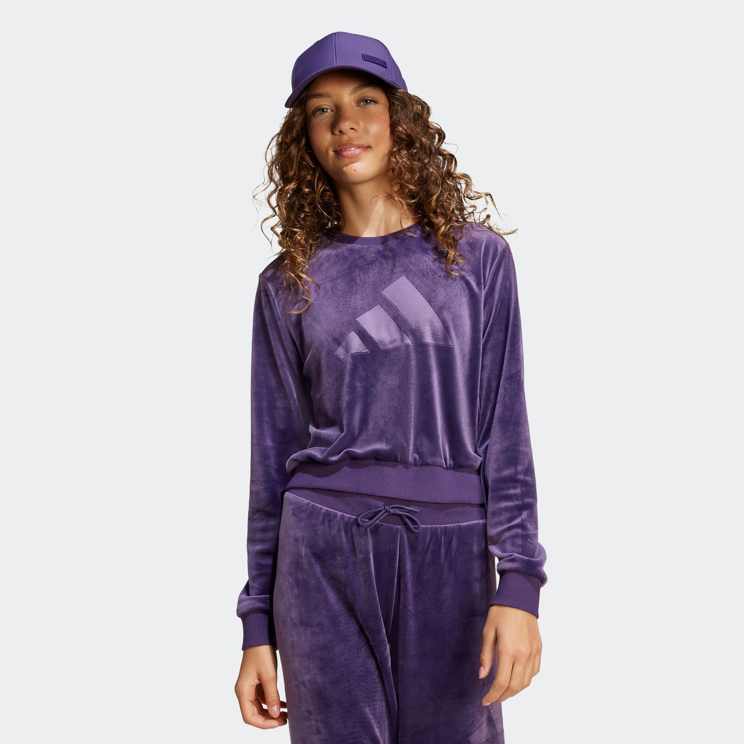 Sweatshirt ADIDAS SPORTSWEAR "JG HLD C SWT", Kinder, Gr. 140, aurora plum, Obermaterial: 94% Polyester, 6% Elasthan, Rundhals, Sweatshirts Image