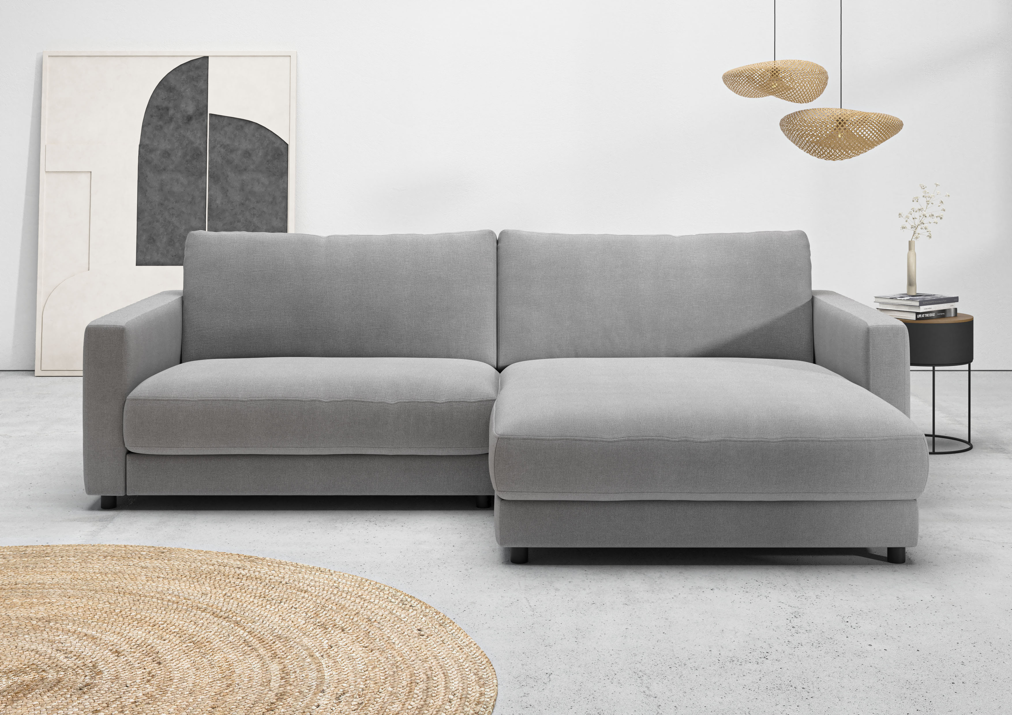 Ecksofa HOME AFFAIRE "Ecksofa Jiro, L-Form, große Sitztiefe, Breite 265 cm", platin, B:265cm H:85cm T:190cm, 100% Polyester, Sofas, Ecksofa, lose Sitz- & Rückenkissen, weicher Polsteraufbau, komfortabel & modern