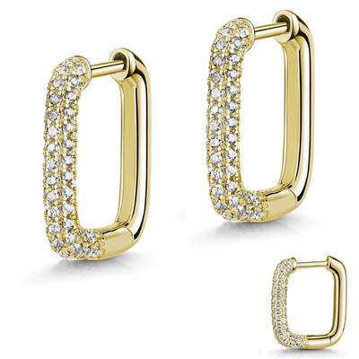 Paar Creolen FIRETTI "Schmuck Geschenk Silber 925 Ohrschmuck Ohrringe", gold (gelbgoldfarben, kristallweiß, kristallweiß), Ohrringe, Damen, Silber 925 (Sterlingsilber), Made in Germany - mit Zirkonia (synth.) Image