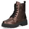 Schnürboots CAPRICE, Damen, Gr. 38, braun (dunkelbraun), Leder, metallic, casual, Schuhe, Blockabsatz, Schnürstiefelette, Zierreißverschluss an der Außenseite