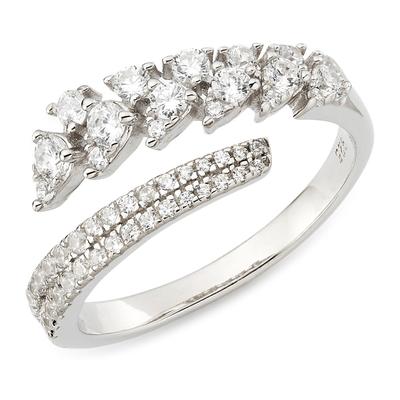 Fingerring "Schmuck, Geschenk, Silbering mit offener Schiene" Gr. 54, silber (silberfarben, kristallweiß, kristallweiß), ANISTON JEWELRY & WATCHES, Fingerringe, Damen, 54, Silber 925 (Sterlingsilber), 2,8mm, mit Zirkonia (synth.) Image