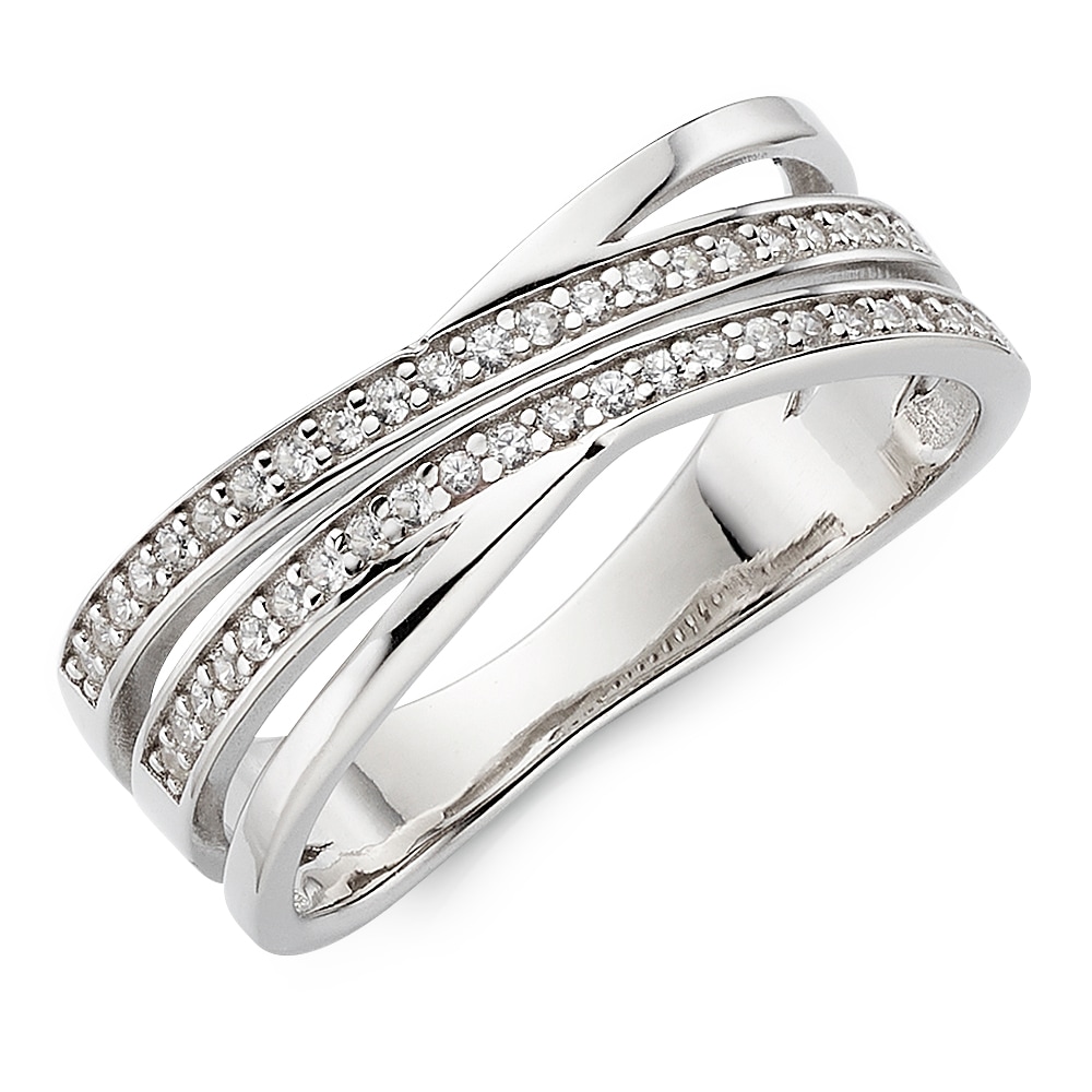 Fingerring "Schmuck, Geschenk, Silbering" Gr. 56, silberfarben, kristallweiß, ANISTON JEWELRY & WATCHES, Fingerringe, Damen, 56, Silber 925 (Sterlingsilber), 7,5mm, mit Zirkonia (synth.) Image