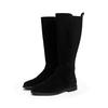 Stiefel TOMMY HILFIGER "FLAG SUEDE LONG BOOT", Damen, Gr. 42, schwarz, Veloursleder, klassisch, Schuhe, Langschaftstiefel, Reißverschlussstiefel mit Logoflaggen-Detail