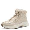 Winterboots TAMARIS, Damen, Gr. 40, gold (ivory, gold), Lederimitat, Lacksynthetik, Nylon, unifarben, kontrastfarbene Details, modisch, Schuhe, Keilabsatz, Schnürboots mit abgesteppten Wattierungen