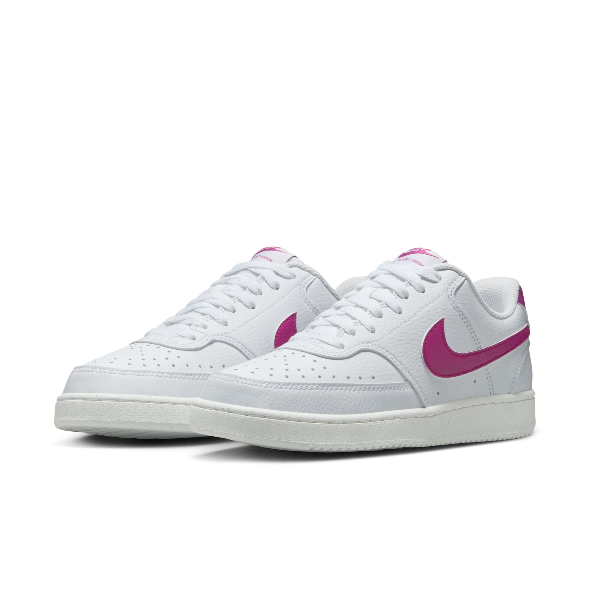 Sneaker NIKE SPORTSWEAR "Court Vision Low Next Nature", Gr. 38, cactus flower, cactus flower, weiß, sail, Synthetik, Schuhe Skaterschuh Sneaker low, Design auf den Spuren des Air Force 1