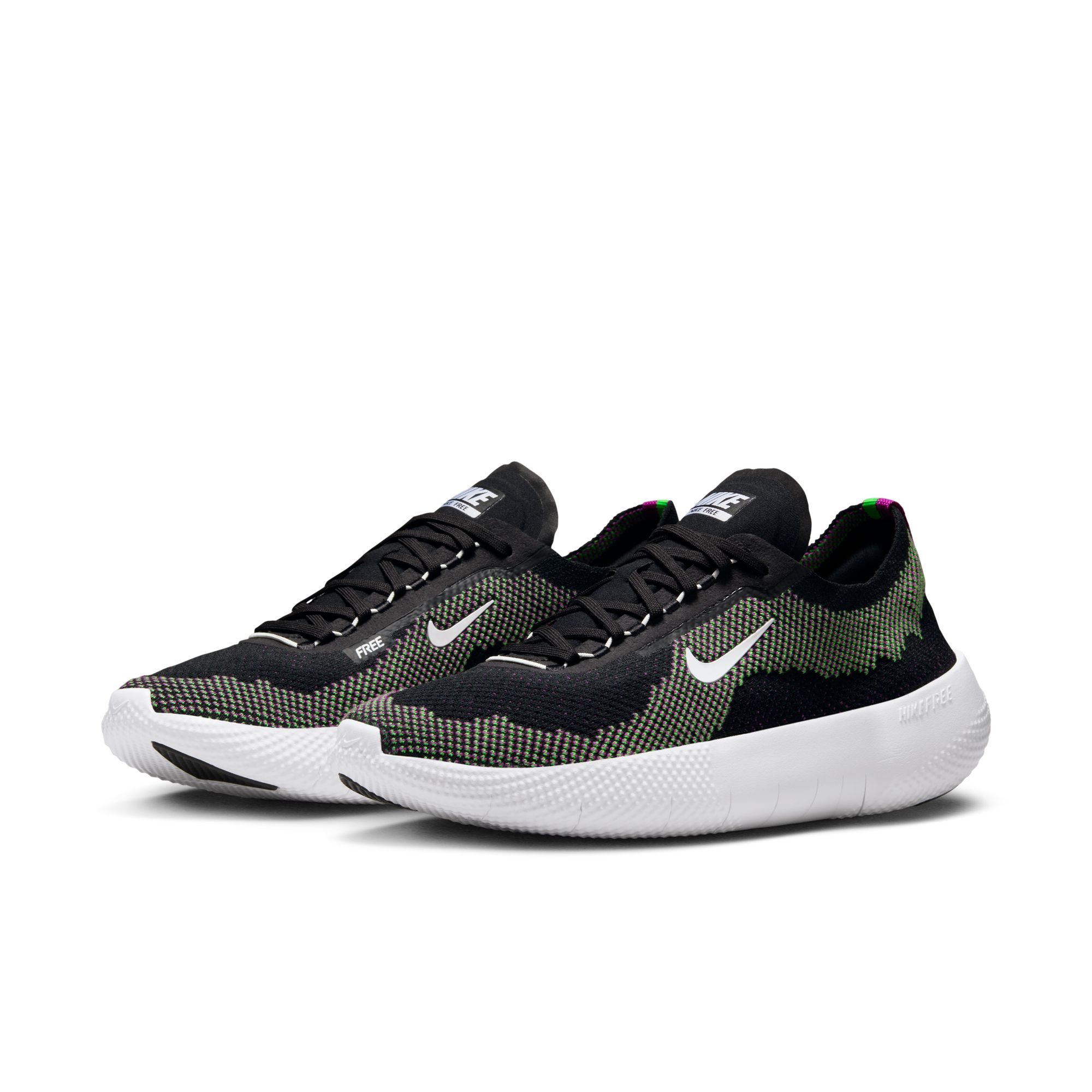 Trainingsschuh NIKE "FREE 2025", Gr. 47, schwarz, weiß, grün strike, vivid lila, Textil, Schuhe