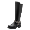 Stiefel MARCO TOZZI BY GMK, Damen, Gr. 41, Normalschaft, schwarz, Lederimitat, unifarben, kontrastfarbene Details, modisch, Schuhe, Blockabsatz, Langschaftstiefel mit schmuckbesetztem Zierriegel