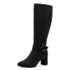 Stiefel MARCO TOZZI, Damen, Gr. 41, Normalschaft, schwarz, Textil, unifarben, Veloursleder, klassisch, Schuhe, Blockabsatz, Businessstiefel, Langschaftstiefel mit Zierschnalle
