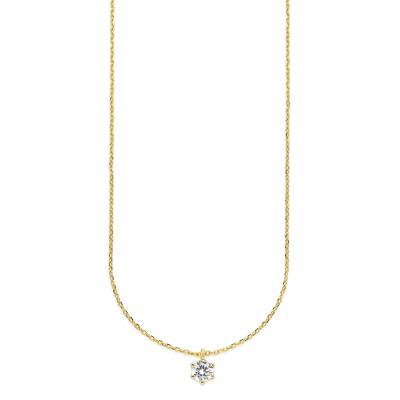 Kette mit Anhänger BRUNO BANANI "Schmuck, Geschenk, Solitär-Optik", gold (gelbgoldfarben, kristallweiß), Halsketten, Damen, Silber 925 (Sterlingsilber), L: 50cm B: 0,6mm, mit Zirkonia (synth.), B:0,6mm Image