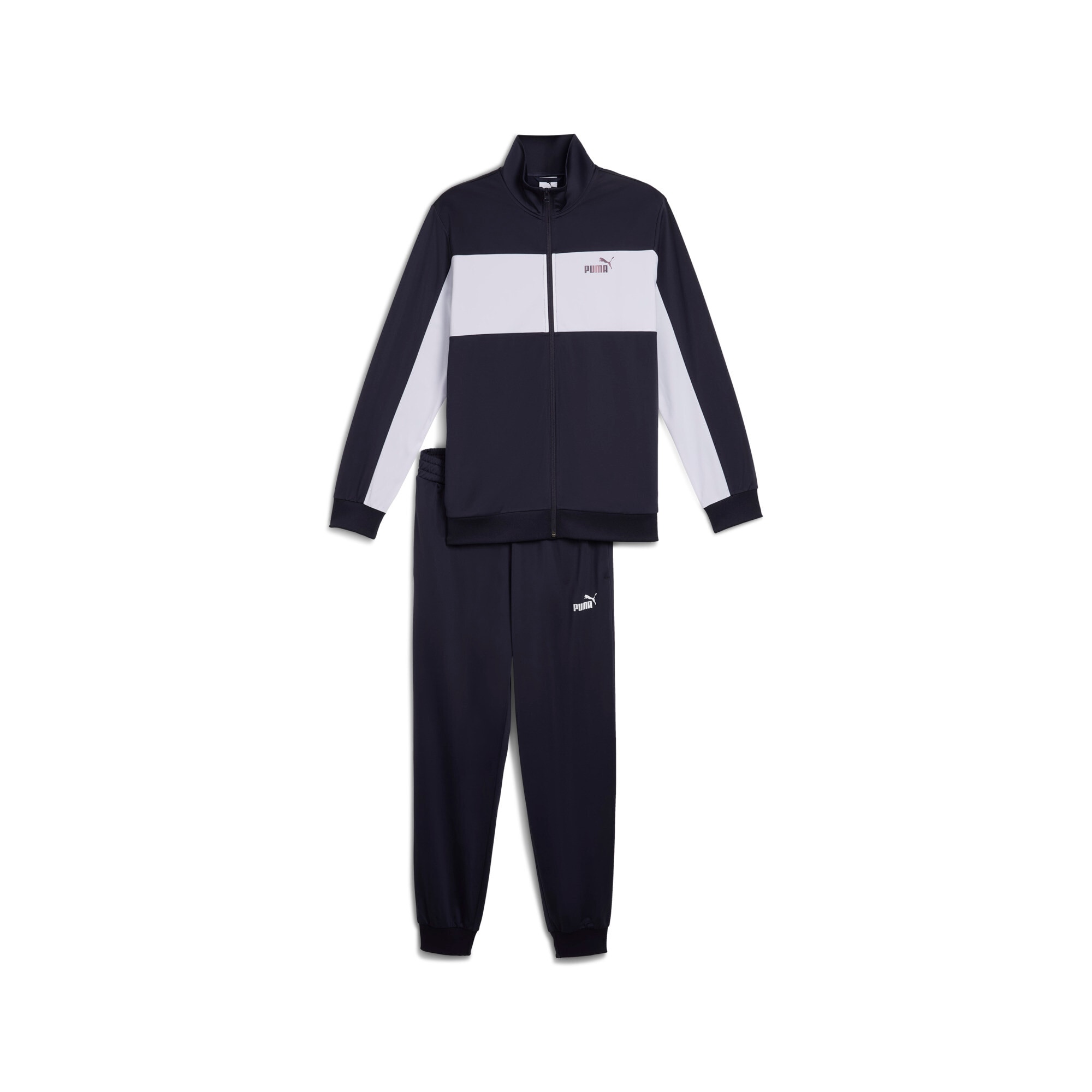 Trainingsanzug PUMA "POLY COLORBLOCK SUIT", Herren, Gr. L, blau (new navy), Trikot, Obermaterial: 100% Polyester, colorblocking, regular fit, Sportanzüge Image