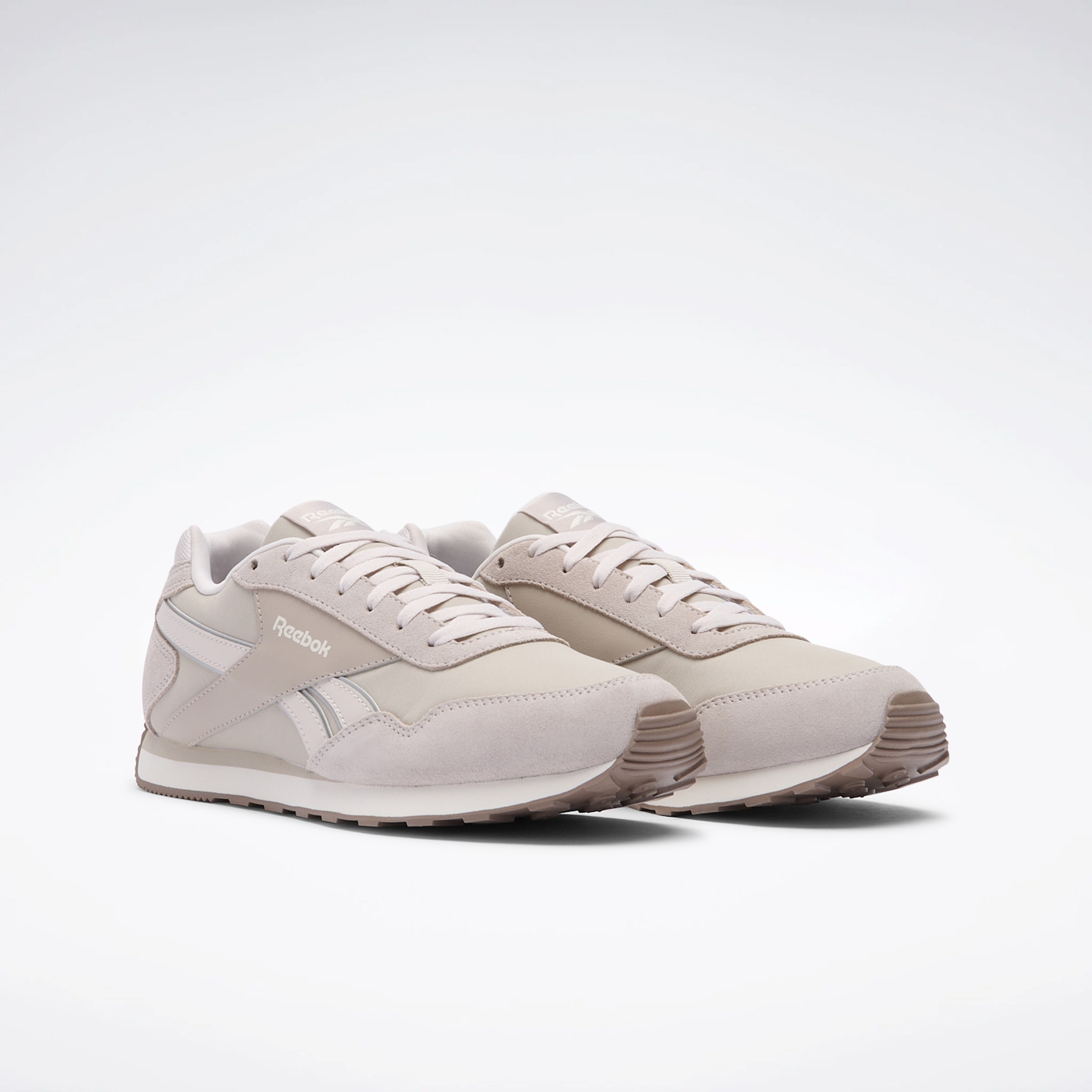 Sneaker REEBOK CLASSIC "REEBOK GLIDE LOW", Gr. 40,5, moonstone, luxe grau, chalk, Leder, Synthetik, Textil, Sportlich, Schuhe