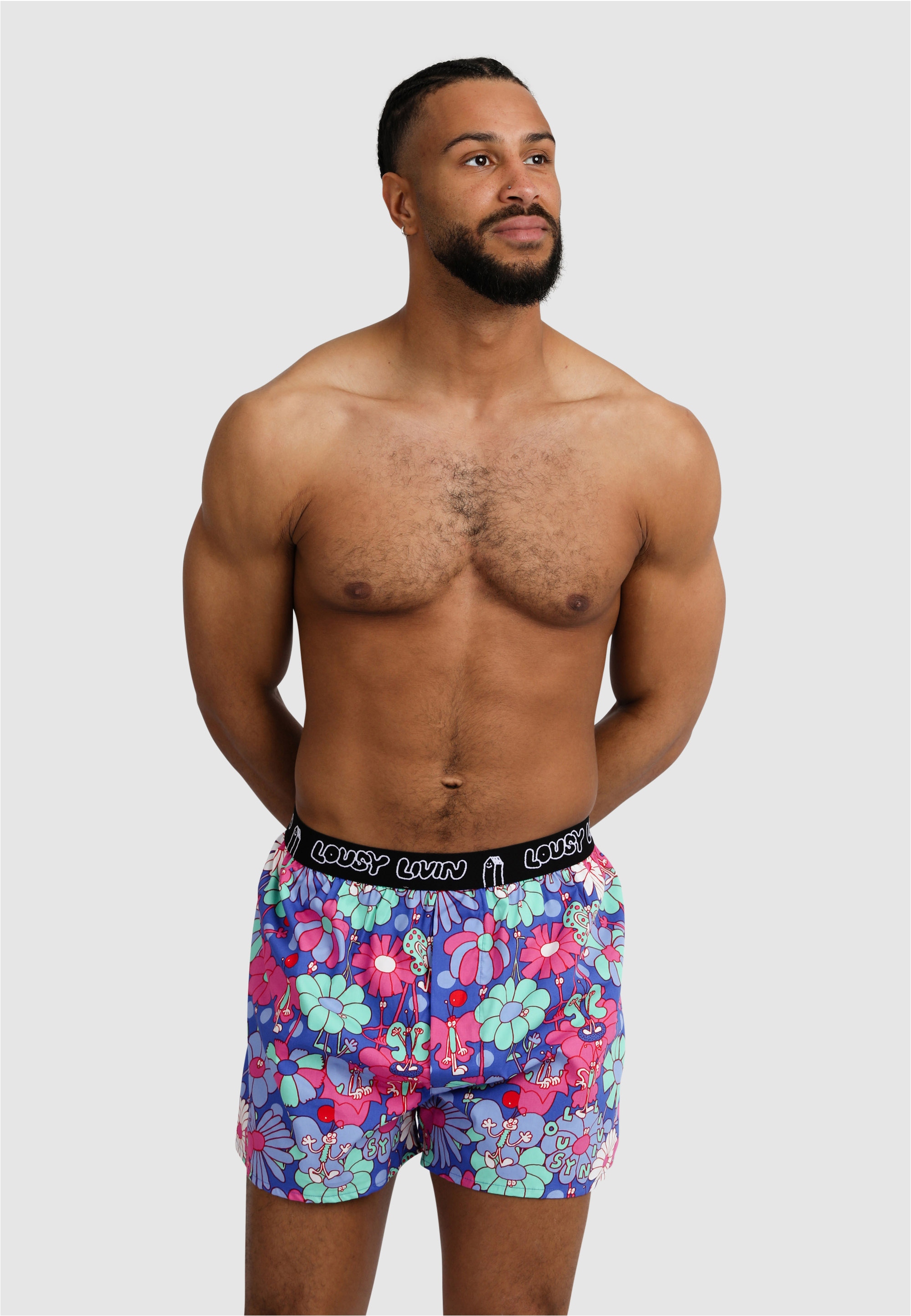 Boxershorts LOUSY LIVIN "Boxer Briefs 2 Pack", Herren, Gr. XXL, blau (rosa, blau), 100% Baumwolle, Unterhosen, mit lockerem Schnitt Image