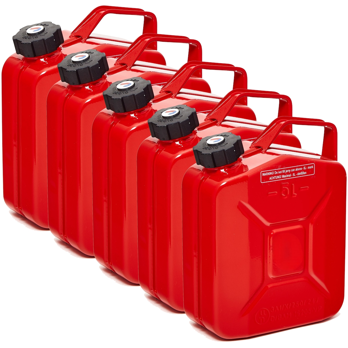 BW® Kraftstoffkanister Metall Benzinkanister 5x 5 Liter mit Schraubverschluss - Rot - RAL 3000 - TÜV-geprüft und UN-Zulassung - Made in Europe Image