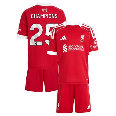 Liverpool adidas Heim-minikit 2025-26 mit Aufdruck Champions 25 Image
