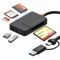 Lettore di schede di memoria 6 in 1 per adattatore OTG USB 3.0 SD/TF/CF/MS con doppia porta USB di tipo C e USB per fotocamera digitale per PC desktop portatile
