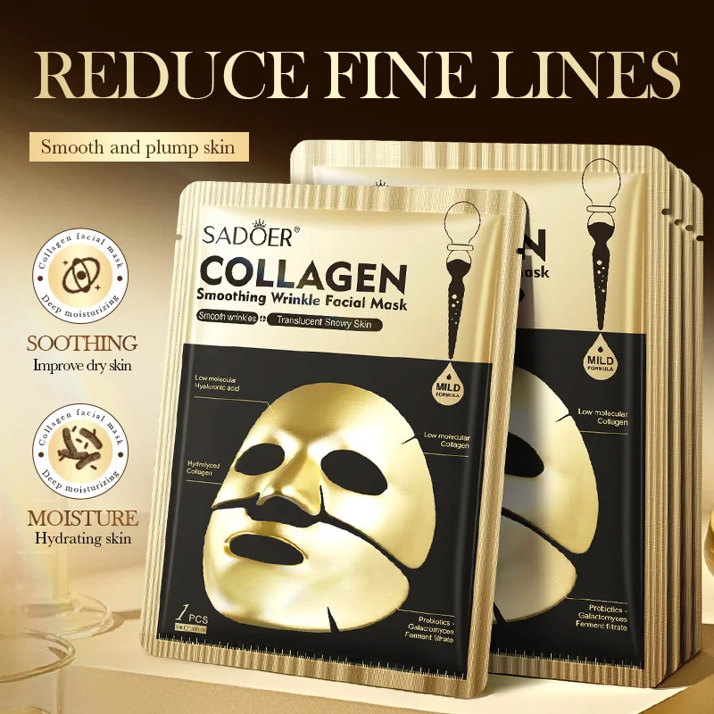 SADOER Maschere per il viso al collagene dorato Idratante Anti-età Anti rughe Maschera per il viso Maschere al collagene Prodotto per la cura della pelle
