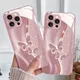 Custodia rigida in vetro con vernice metallizzata rosa con motivo a farfalla e diamante per iPhone 17 Pro Max 11 12 13 14 15 16 Plus 16E 17Air Cover