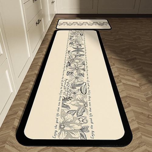 Küchenläuferteppiche im amerikanischen Stil, hochwertige Eingangsmatte für Zuhause, saugfähig, schnell trocknend, Kieselgur, rutschfest, schmutzabweisend, Badezimmer-/Küchenbodenteppich, Dekor Image