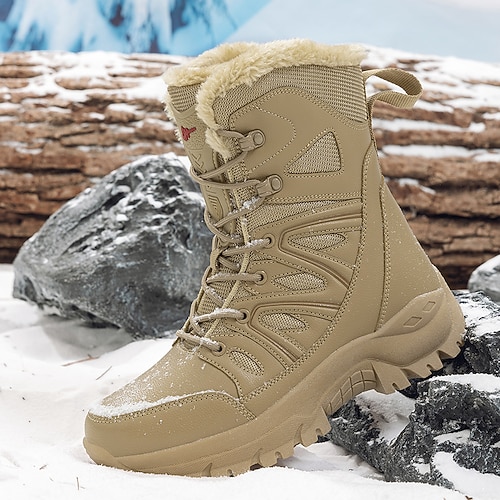 wasserdichte, hohe Winter-Schneestiefel für Herren mit Fellfutter, rutschfester Gummisohle, isoliertes Outdoor-Wanderschuhwerk für extrem kaltes Wetter, Trekking und Bergabenteuer Image