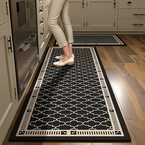 Küchenläufer, rutschfest, saugfähig, ölbeständig, langer Flurteppich, waschbar, schmutzabweisend, zuschneidbar, Bodenmatte für den Eingangsbereich, Küchenbodenschutz, Heimdeko Image
