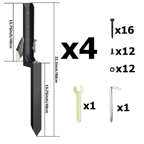 Hochleistungs-Reparaturset für Metallzaunpfosten mit Stahlankern für schiefe und beschädigte Holzstützen Image