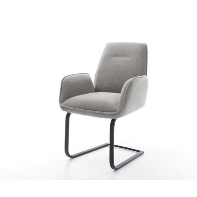 DELIFE Freischwinger Zoa-Flex Strukturstoff Soft Grau Freischwinger flach Schwarz Taschenfederkern, Esszimmerstühle Image