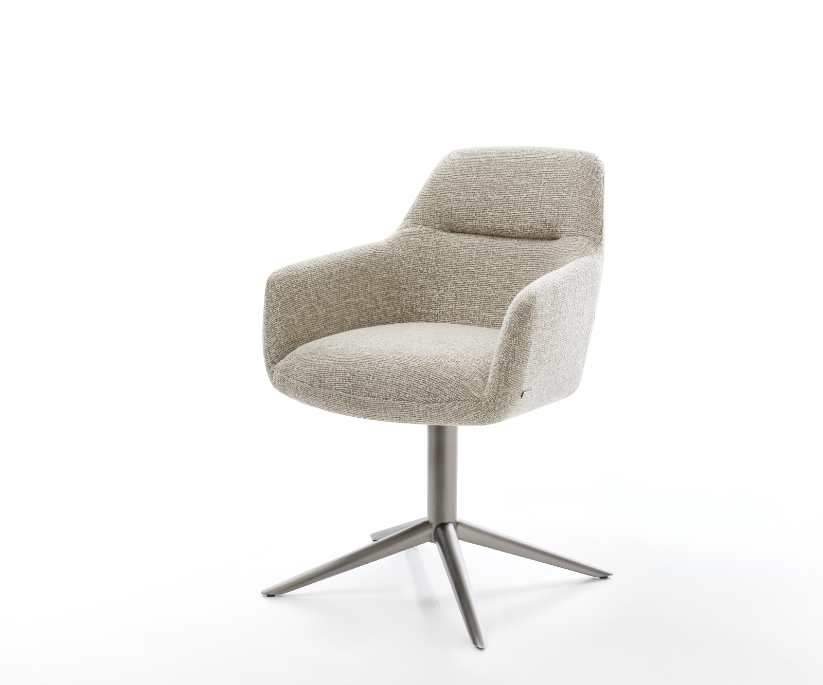 DELIFE Drehstuhl Pejo-Flex Webstoff Soft Beige Fußkreuz Graphit 360° drehbar Wippfunktion Taschenfederkern, Esszimmerstühle Image