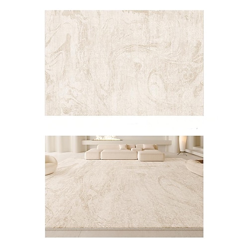cremefarbener Teppich, wasserdicht schmutzabweisender, waschbarer Teppich, elegante Sofa-Bodenmatte für Wohnzimmer und Schlafzimmer, luxuriöse High-End-Wohnkultur Image