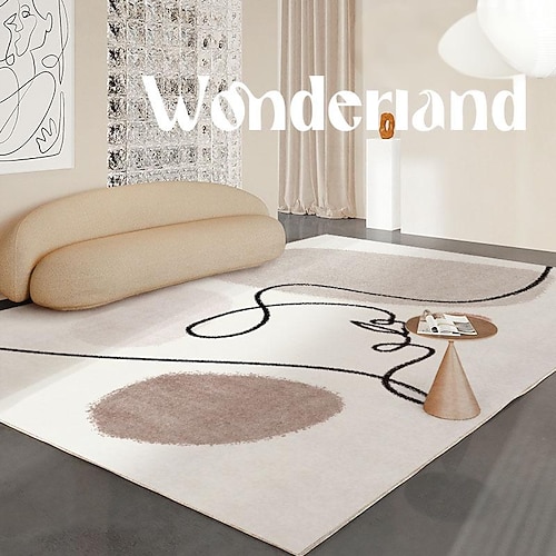 Teppich im nordischen Stil, großer Teppich in warmen Tönen für das Wohnzimmer, weiche Bodenmatte für das Schlafzimmer, modernes Luxussofa Couchtischteppich, vollflächige Wohndekoration Image