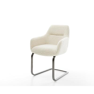 DELIFE Freischwinger Pejo-Flex Teddystoff Beige Freischwinger flach Graphit Taschenfederkern, Esszimmerstühle Image