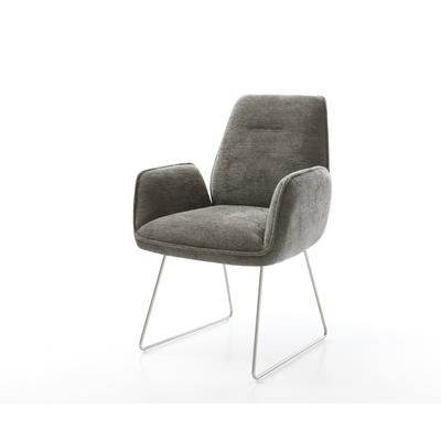 DELIFE Esszimmerstuhl Zoa-Flex Bouclé Soft Schlamm Kufengestell Edelstahl Taschenfederkern, Esszimmerstühle Image