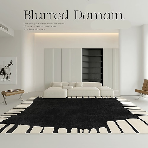 Cremefarbener Teppich, gemütlicher Wohnzimmerteppich, weicher Schlafzimmer-Nachtvorleger, große Bodenmatte fürs Sofa Couchtisch, vollflächige Wohnungsdekoration Image