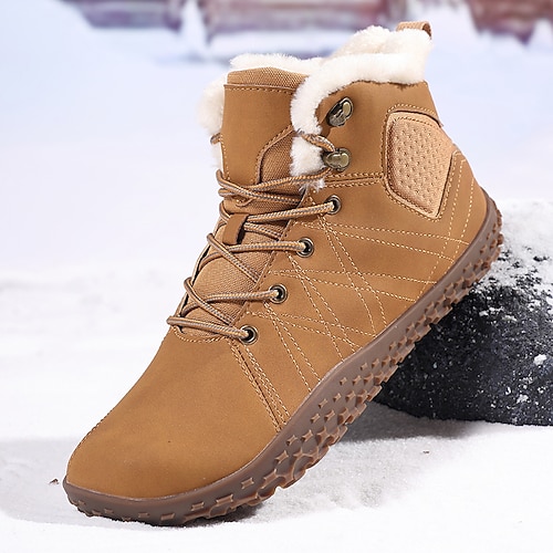 Wasserdichte braune Winterstiefeletten für Herren mit Fellfutter, rutschfester Gummisohle, warme Schneeschuhe zum Wandern im Freien, Trekking, Camping und für den Alltag bei kaltem Wetter Image